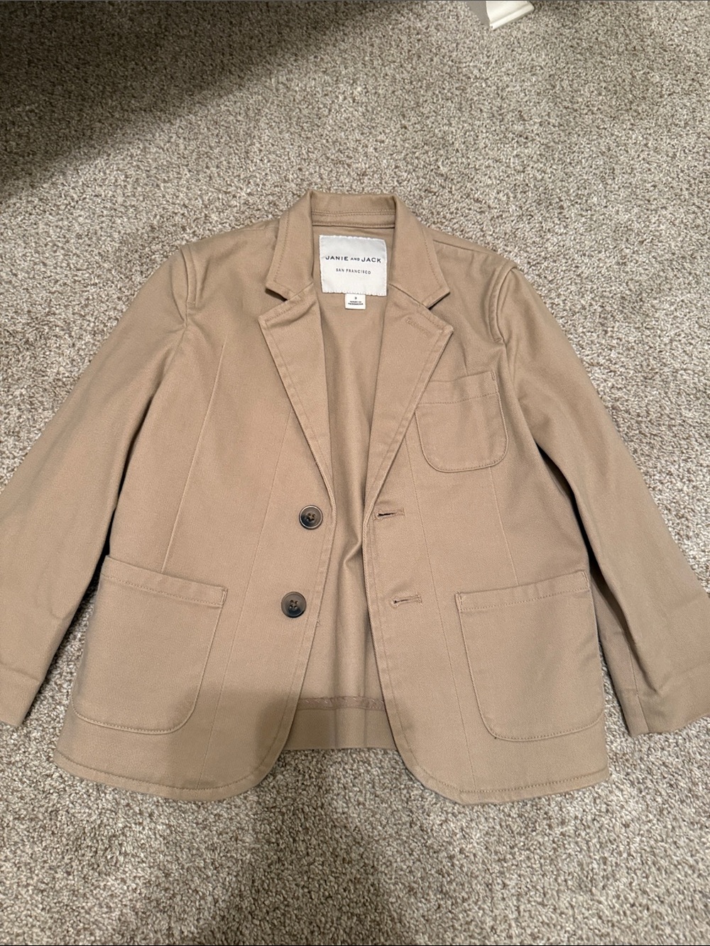 Janie and Jack Tan Single-Breasted Patch Pocket Blazer